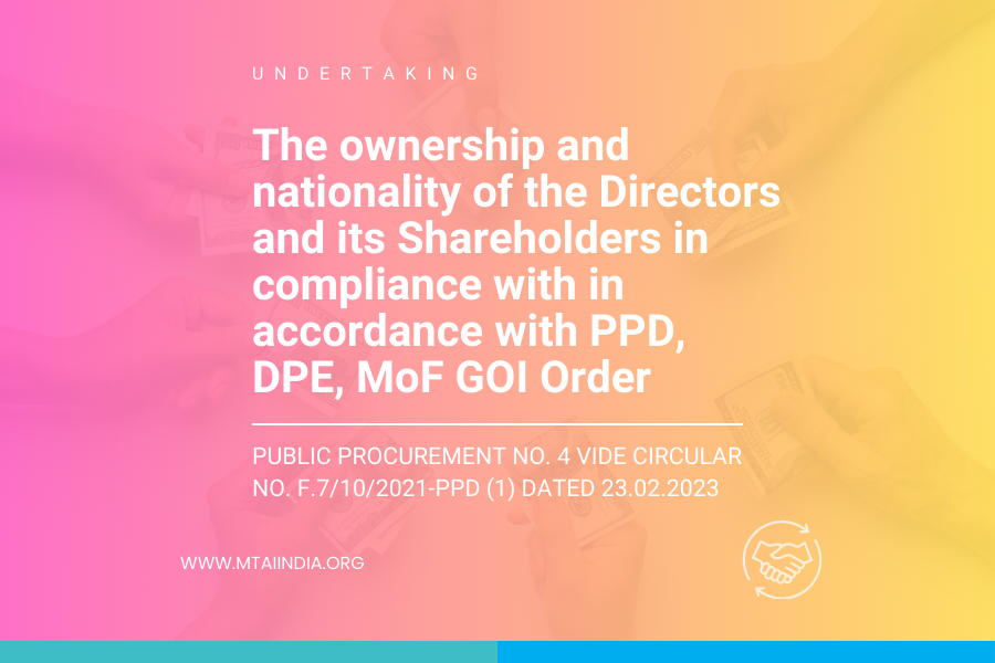 The ownership and nationality of the Directors and its Shareholders in compliance with in accordance with PPD, DPE, MoF GOI Order