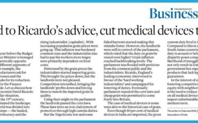 Heed to Ricardo’s advice, cut medical devices tariffs