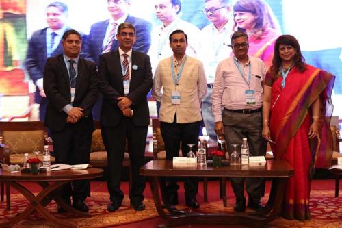 Group photo, from left to right: Mr Sunil Vasanth, General Manager, India and South East Asia, Alcon, Mr Diwaker Rana,  Managing Director, KARL STORZ Endoscopy India Pvt. Ltd, Mr Alok Kumar, Adviser, NITI Aayog, Mr Ashish Jain, CEO, Health Sector Skill Council, Dr S.B. Sinha, Adviser, NHSRC, Ms Kavita Narayan, Technical Advisor, HRH (Human Resources for Health) and Skills for Health, MoHFW and Dr Sammita Jadhav, Director, Symbiosis Institute of Health Sciences.